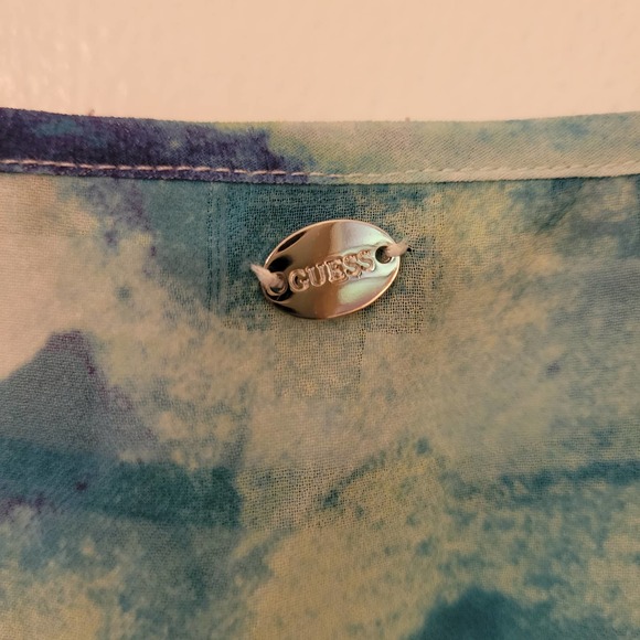 GUESS Los Angeles Watercolor Sheer Blouse M - Picture 3 of 8